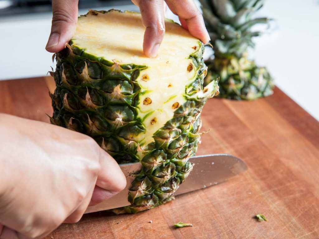 chopping pineapple for eye health