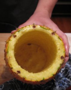 empty pineapple shell from pineapple corer