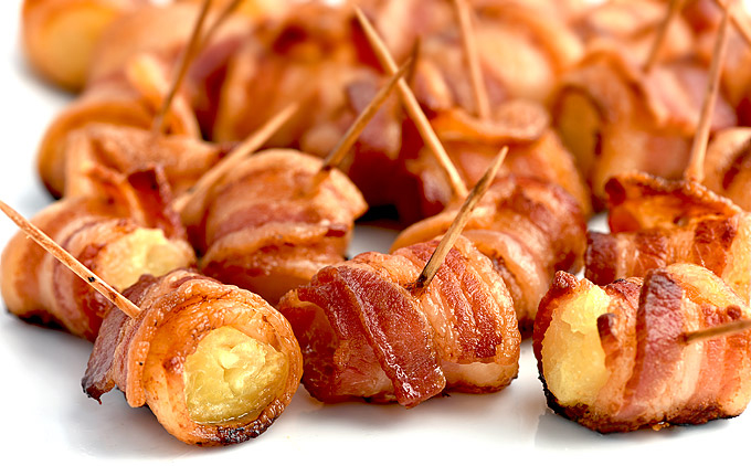 bacon wrapped pineapple bites for valentine's day