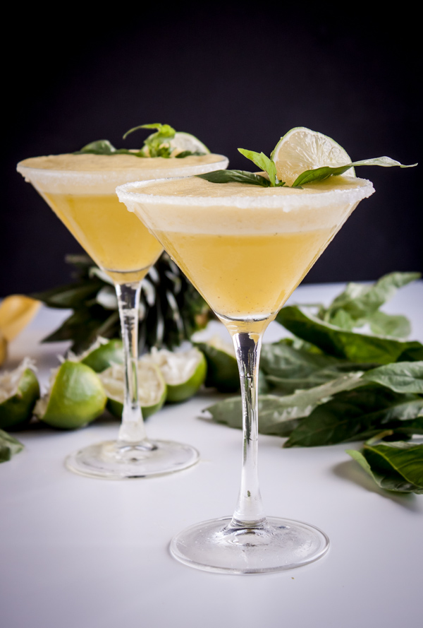 pineapple basil rum fizz for valentine's day