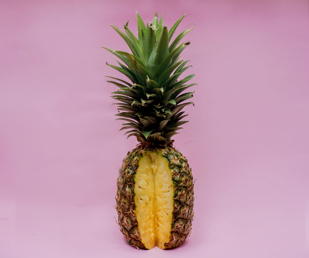 pineapple with cut in it