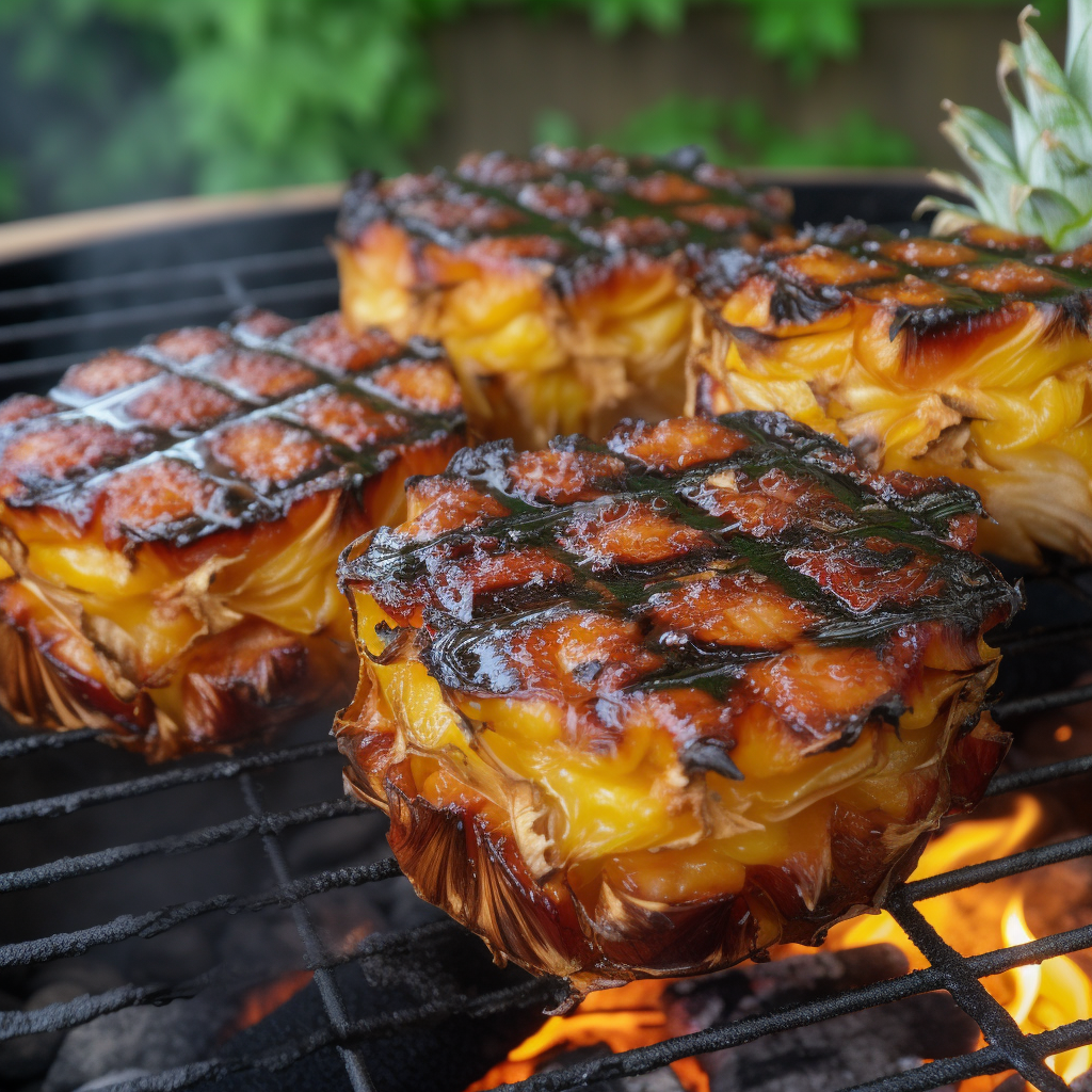 Pineapple on a grill, part of vegetarian Memorial Day recipes.