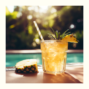 Refreshing and healthy pineapple lemonade by the pool.