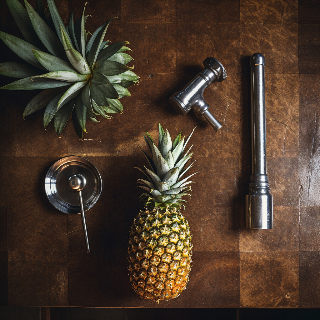 Pineapple with corer and beverage tap.
