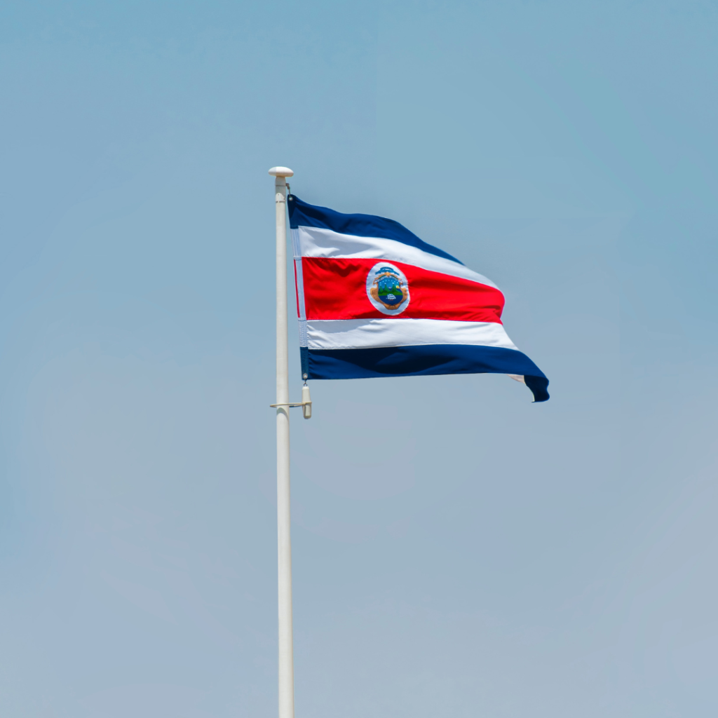 Costa Rica flag blowing in the wind