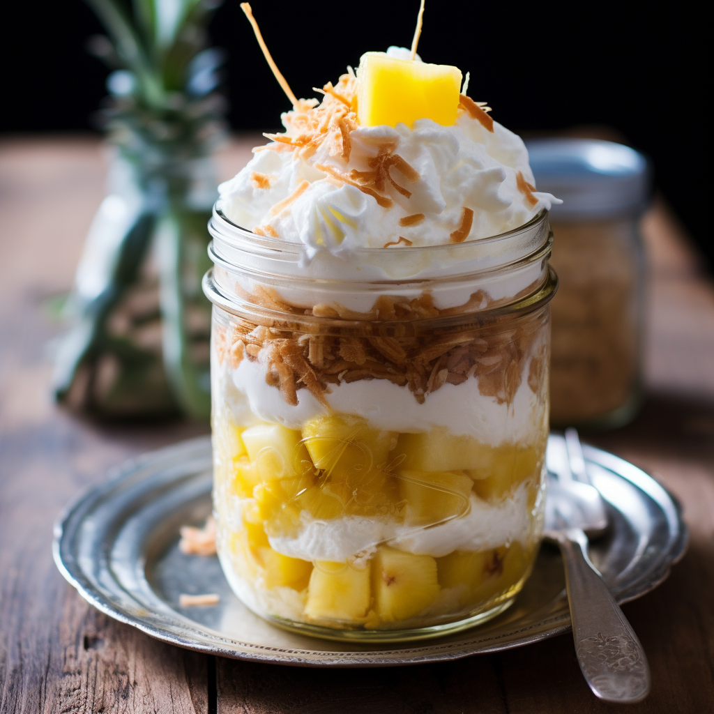 Piña Colada Pie in a Mason Jar