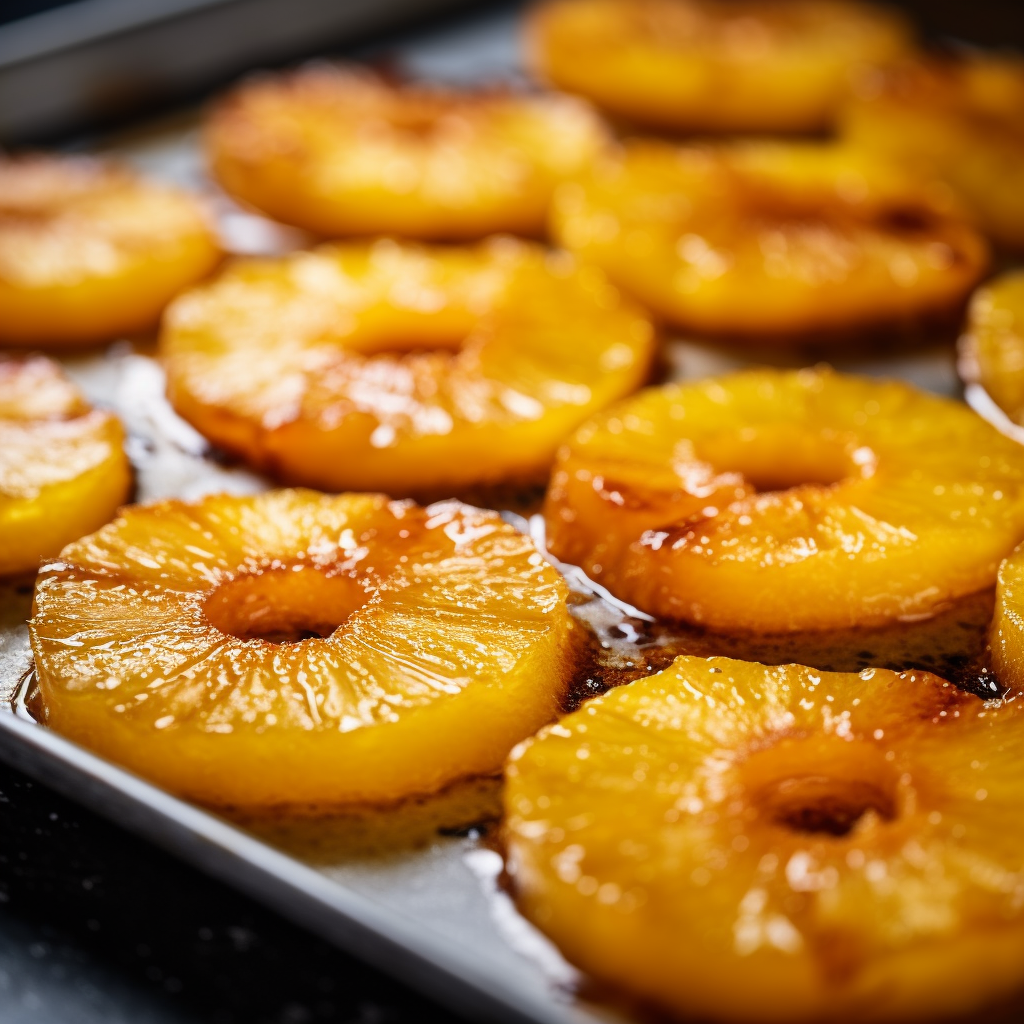 candied pineapple on a baking sheet