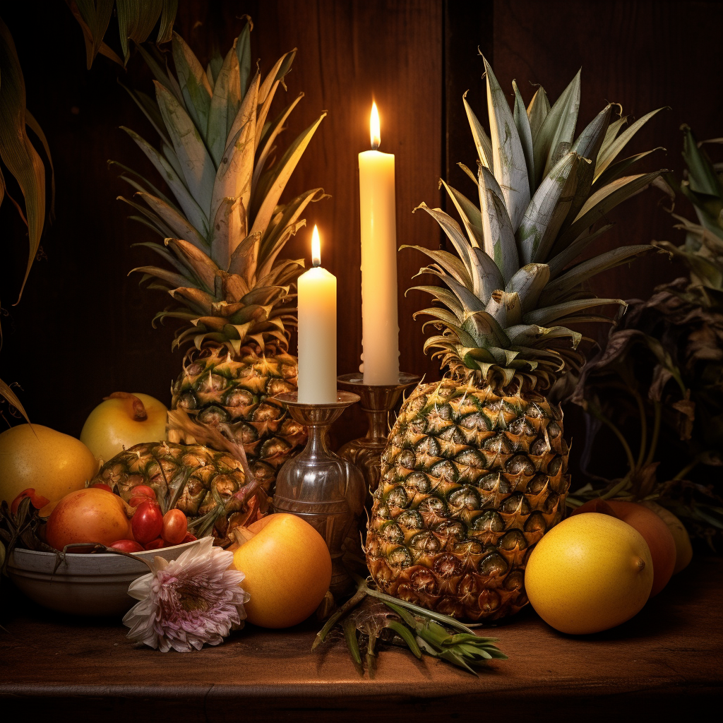 Pineapples and candles, very spooky for Halloween.