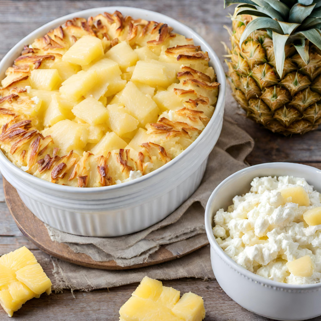 Pineapple kugel made with cottage cheese